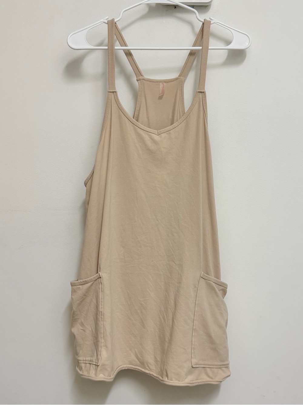 Free People Neutral Beige Scoop Tank with Side Pockets